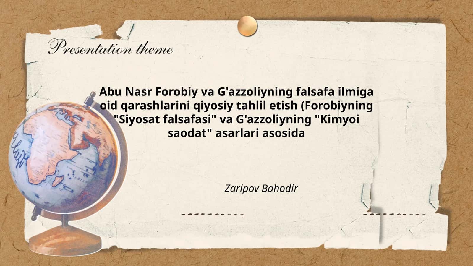 Abu Nasr Forobiy va G'azzoliyning falsafa ilmiga oid qarashlarini qiyosiy tahlil etish (Forobiyning "Siyosat falsafasi" va G'azzoliyning "Kimyoi saodat" asarlari asosida