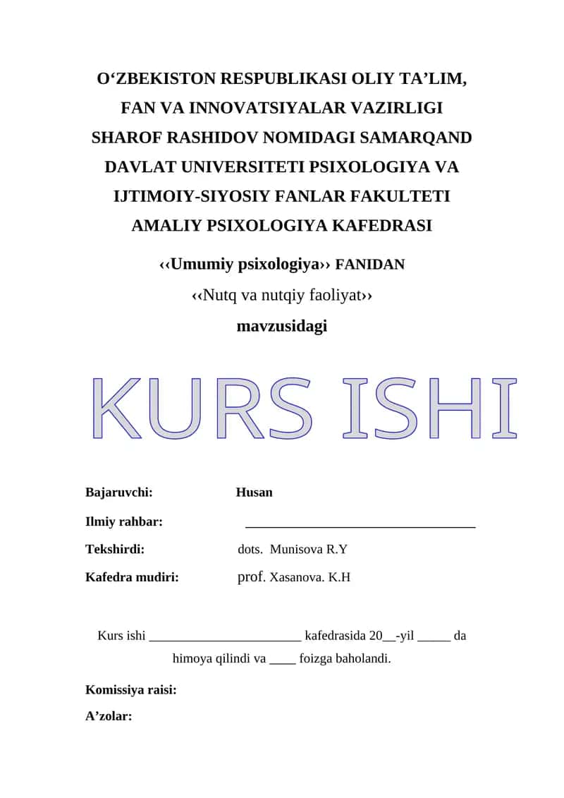 Nutq va nutqiy faoliyat kurs ishi