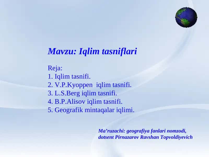 Iqlim tasniflari