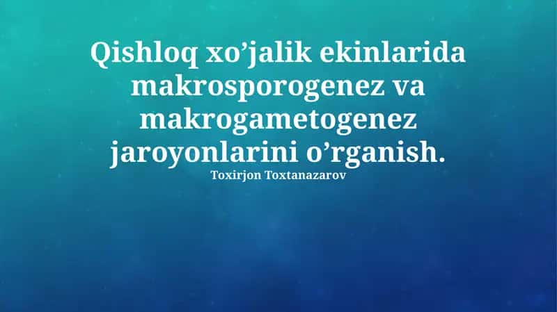Qishloq xo'jaligi ekinlarida megagametogenez