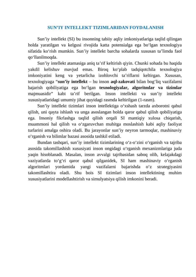 Sun’iy Intellekt Tizimlari
