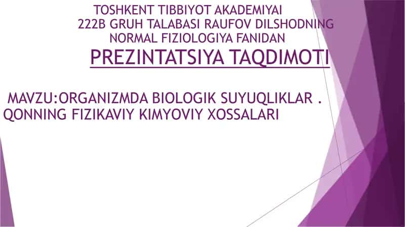 Qonning fizik va kimyoviy xossalari