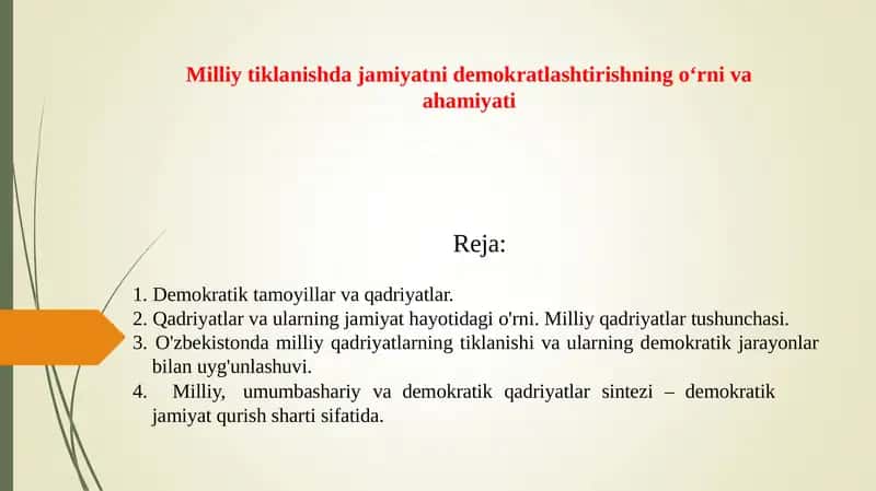 Milliytiklanishdajamiyatnidemokratlashtirishningo‘rnivaahamiyati
