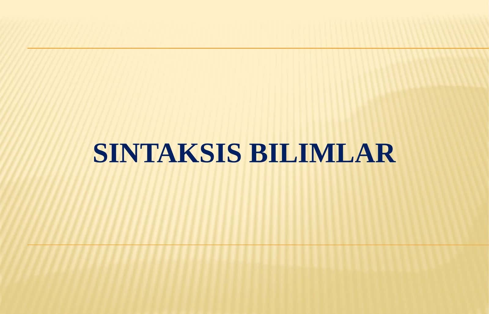 SINTAKSIS BILIMLAR