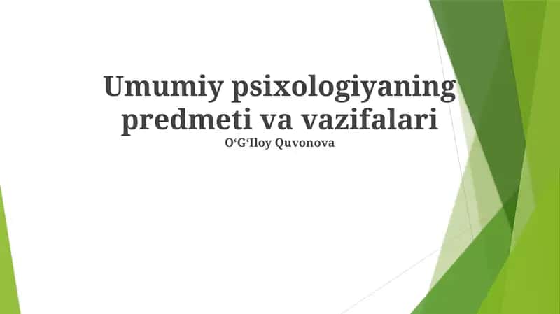 Umumiy Psixologiya va O'zaro Ta'sirlar