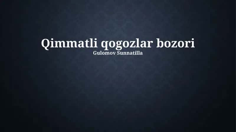 Qimmatli Qog'ozlar Bozori