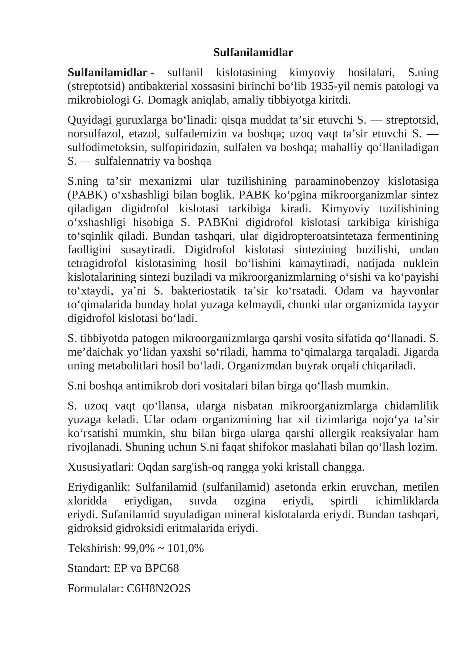 Sulfanilamidlar