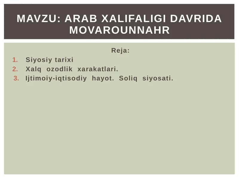Arabxalifaligida Movarounnahr