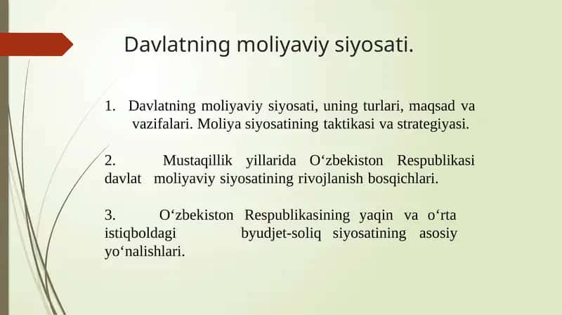 Davlatning moliyaviy-siyosati