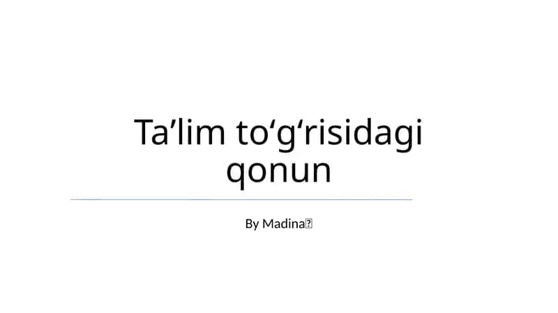 Taʼlim toʻgʻrisidagi qonun
