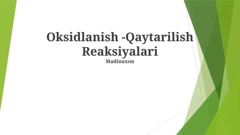 Oksidlanish -Qaytarilish Reaksiyalari