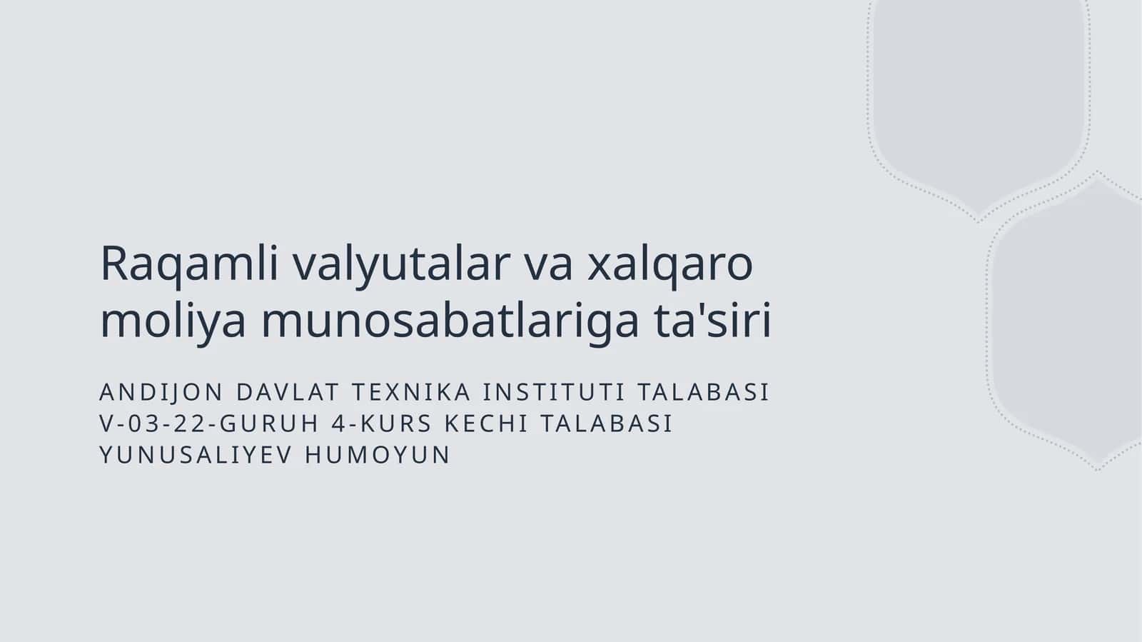 Raqamli valyutalar va xalqaro moliya munosabatlariga ta'siri