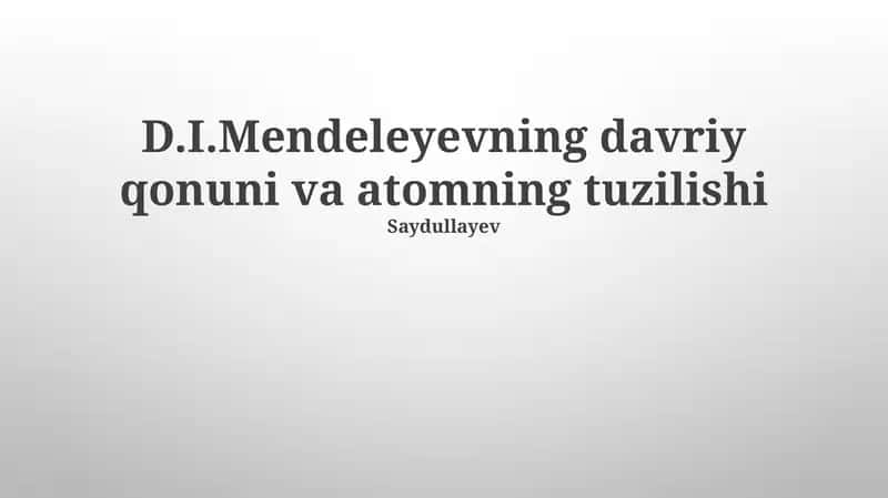 Davriy qonun va atom tuzilishi