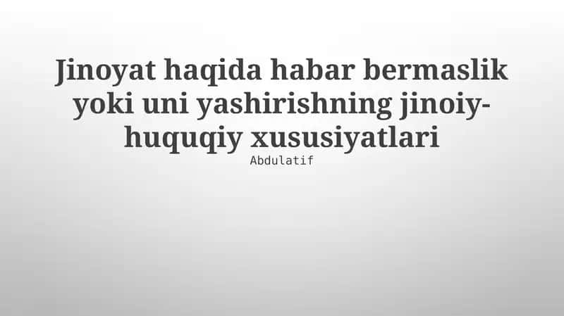 Jinoyat haqida habar