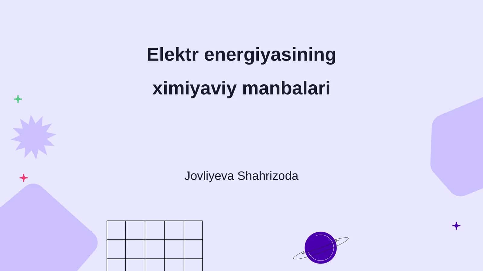 Elektr energiyasining ximiyaviy manbalari
