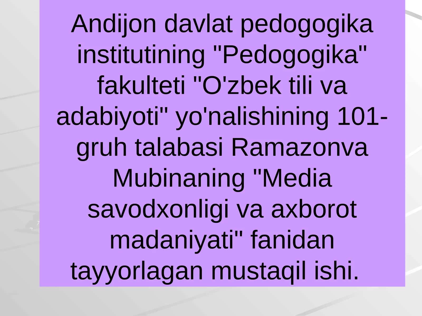 Mediasavodxonlik va axborot madaniyati