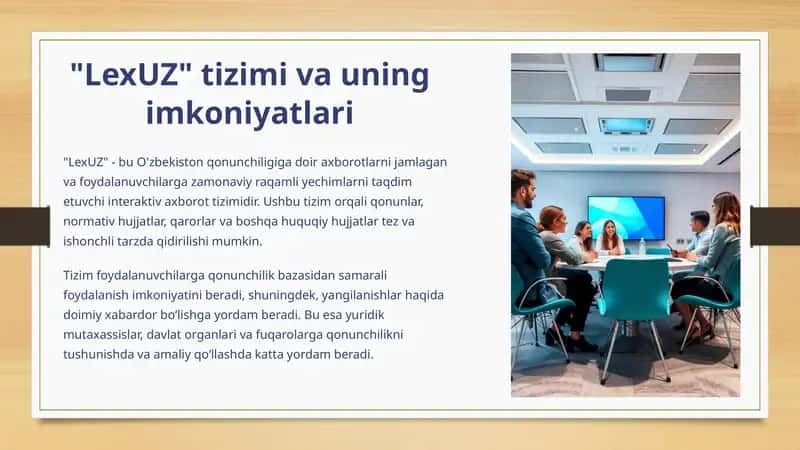 "LexUZ" tizimi va uning imkoniyatlari