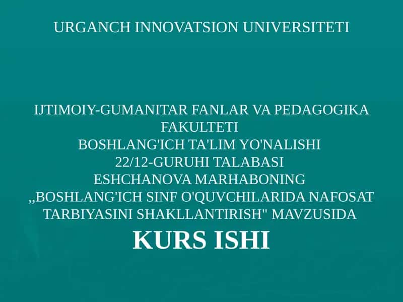 "Nafosat tarbiyasi"