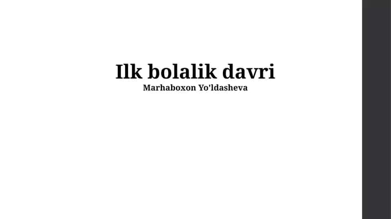 Ilk bolalik davri