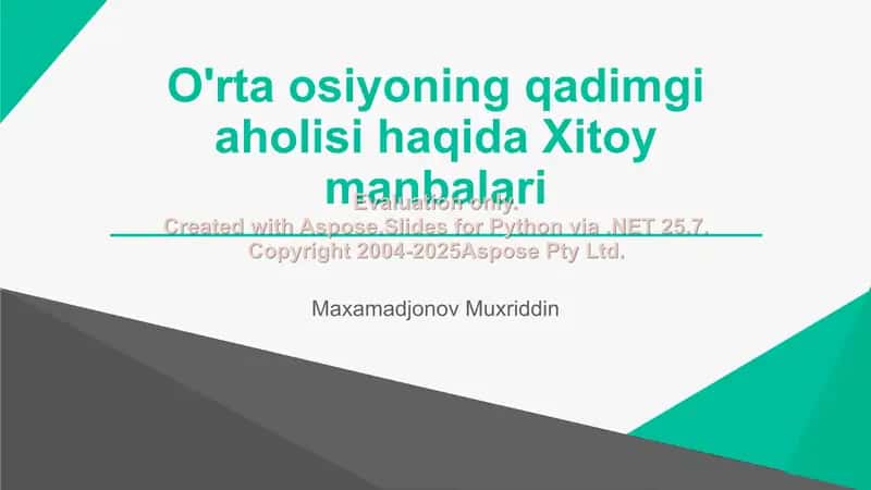 O'rta osiyoning qadimgi aholisi haqida Xitoy manbalari