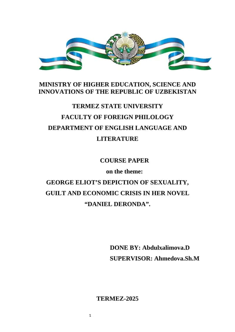 Kurs ishi bajarish bo’yicha TOPSHIRIQ