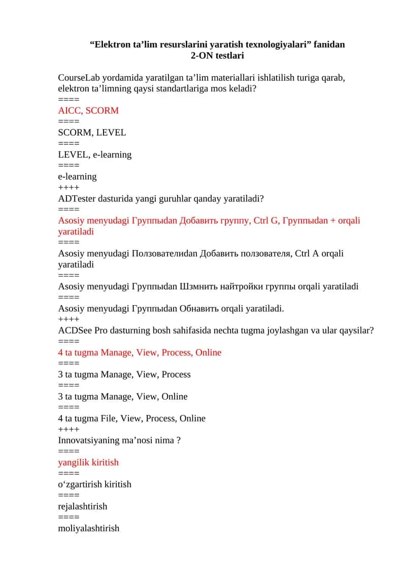 Elektron ta'lim resurslarini yaratish texnologiyalari