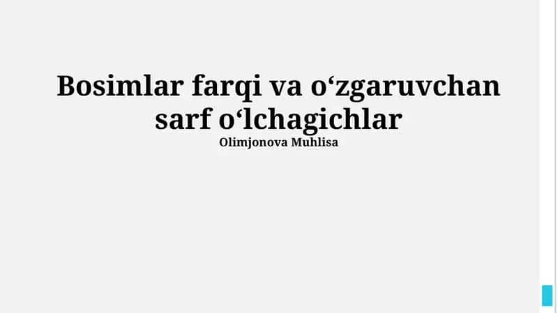 Bosimlar farqi va oʻzgaruvchan sarf oʻlchagichlar