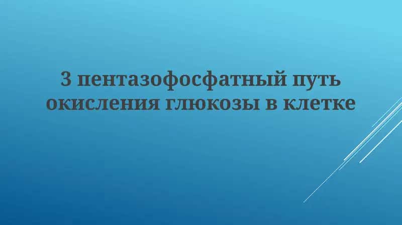 Пентозофосфатный путь окисления глюкозы в клетке
