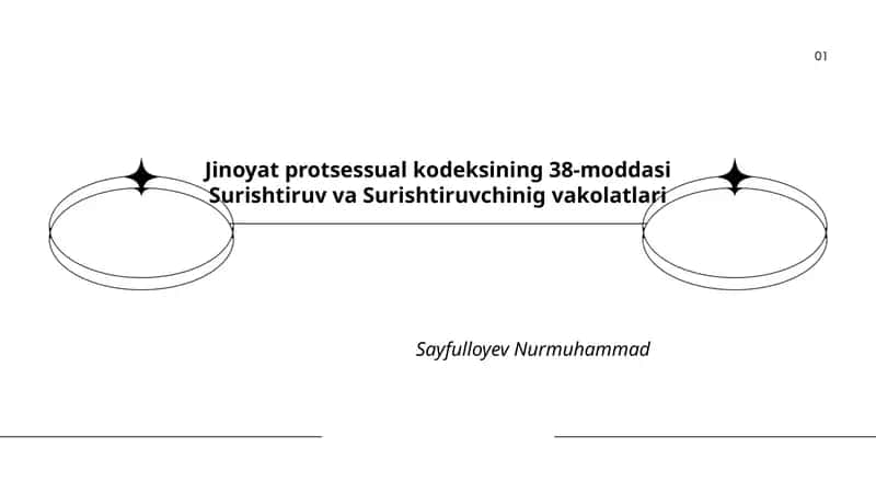 Jinoyat protsessual kodeksining 38-moddasi Surishtiruv va Surishtiruvchinig vakolatlari