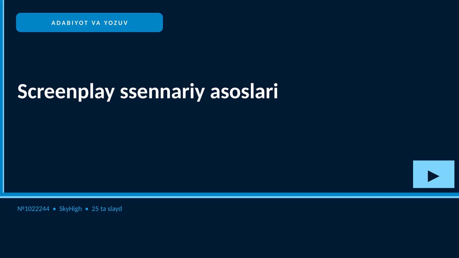 Screenplay ssennariy asoslari