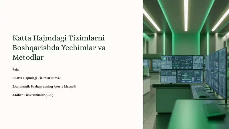 Katta Hajmdagi Tizimlarni Boshqarishda Yechimlar va Metodlar