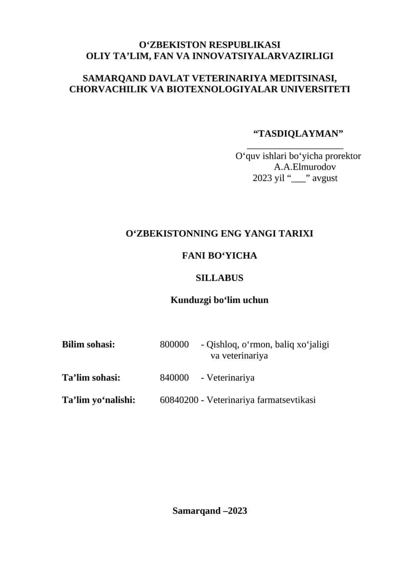 O‘zbekistonning eng yangi tarixi