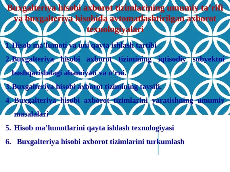 Buxgalteriya hisobi axborot tizimlari