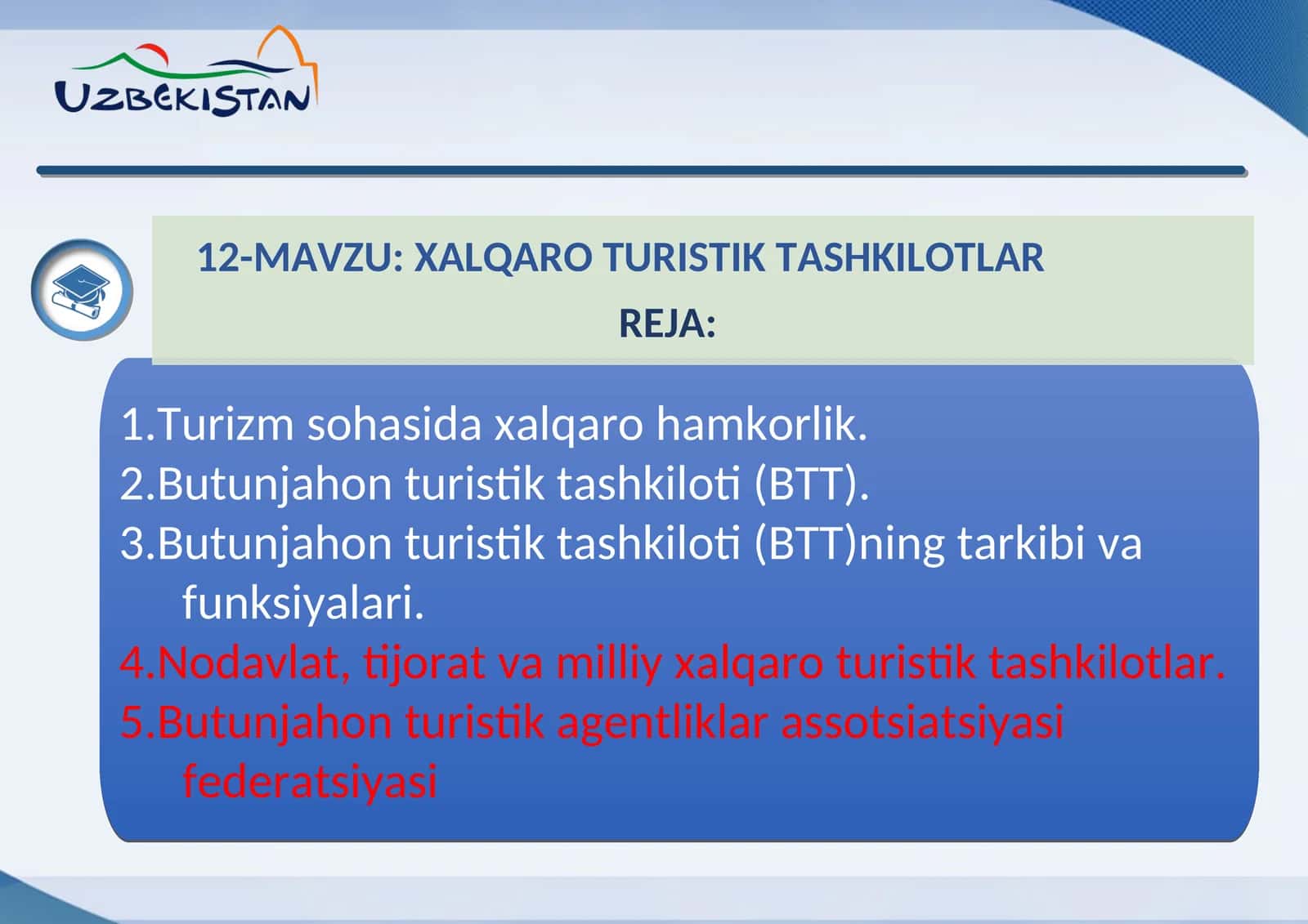 XALQARO TURISTIK TASHKILOTLAR