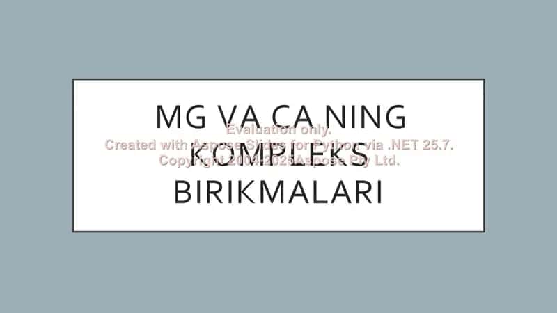 Mg va Ca ning kompleks birikmalari