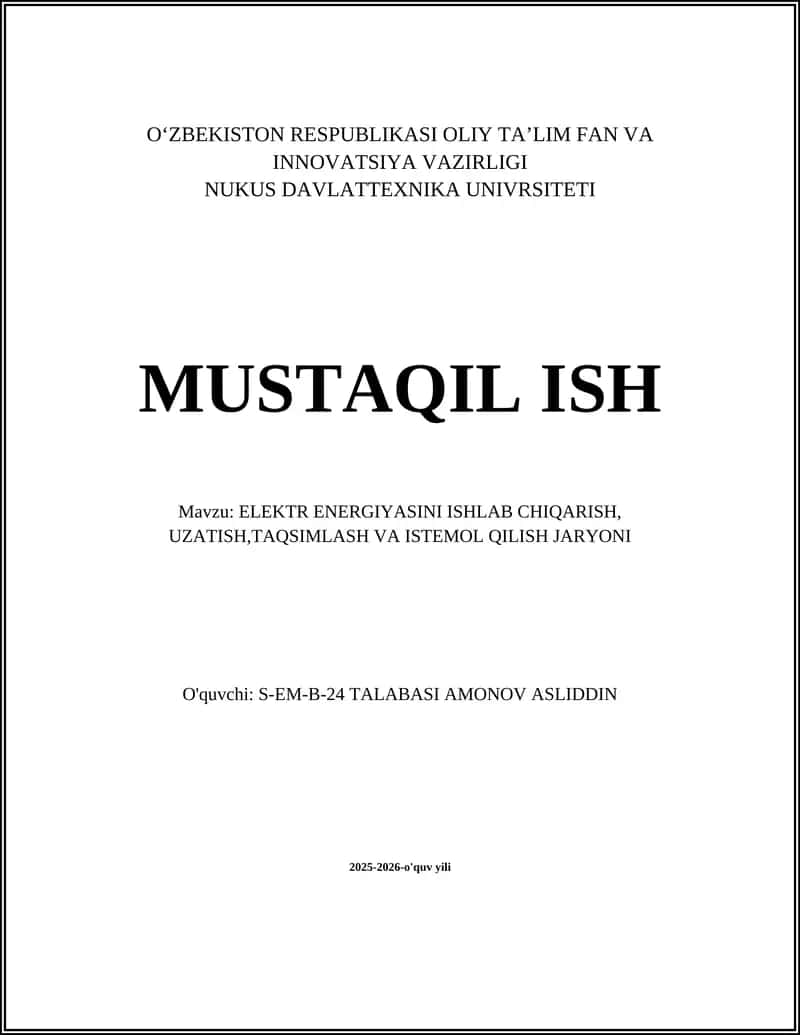 Elektr energiyasini ishlab chiqarish
