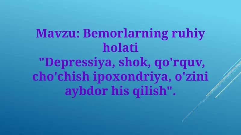 Bemorlarning ruhiy holati