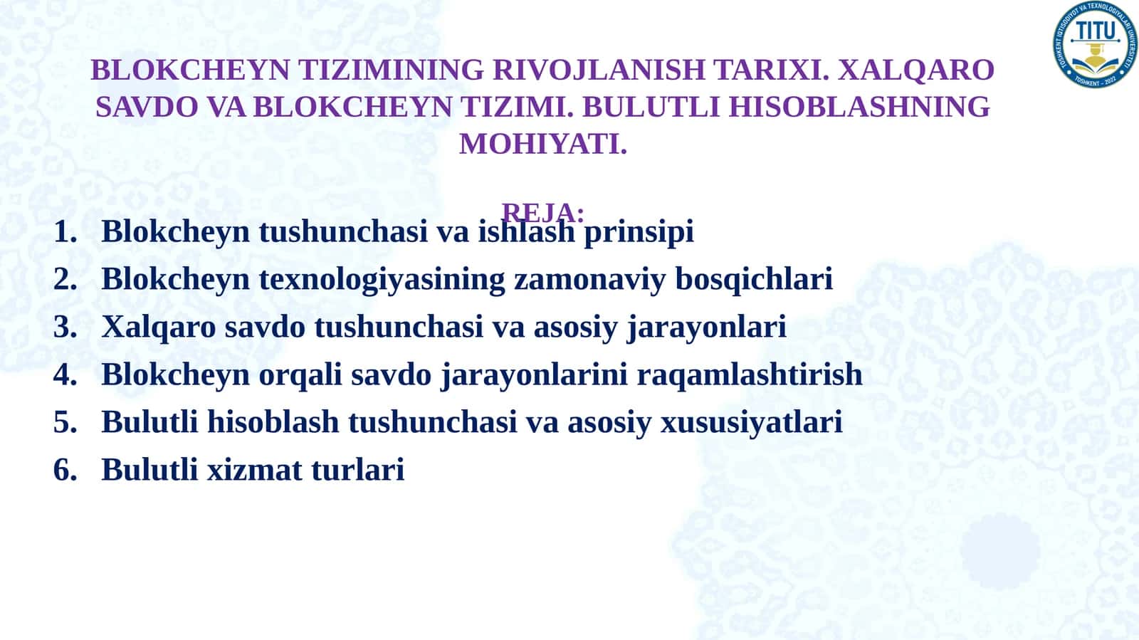 Blokcheyn tushunchasi va ishlash prinsipi