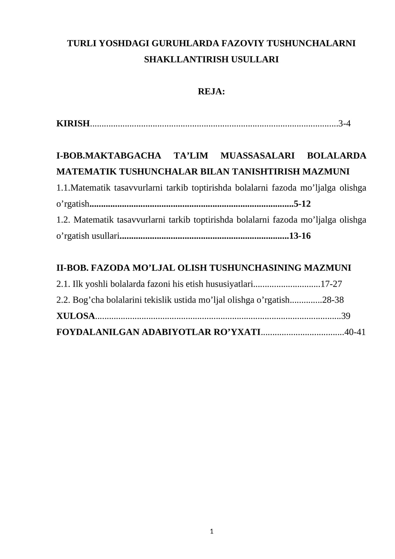 TURLI YOSHDAGI GURUHLARDA FAZOVIY TUSHUNCHALARNI SHAKLLANTIRISH USULLARI