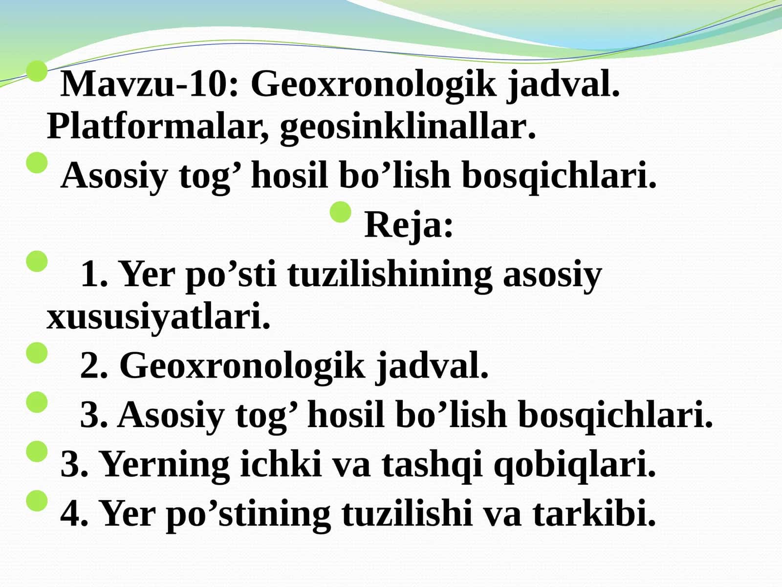 Geoxronologik jadval. Platformalar, geosinklinallar