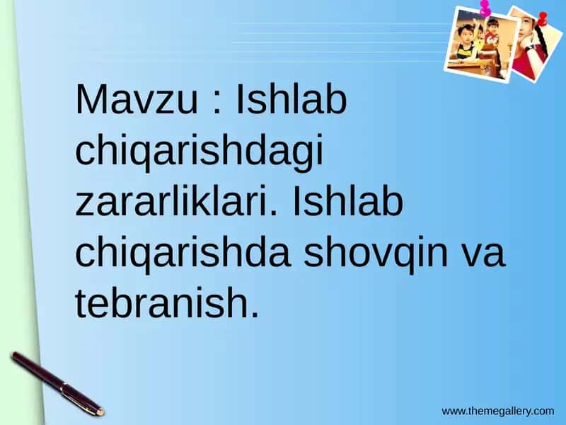 Ishlab chiqarishdagi zararliklari