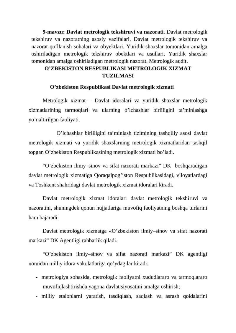 Davlat metrologik tekshiruvi va nazorati