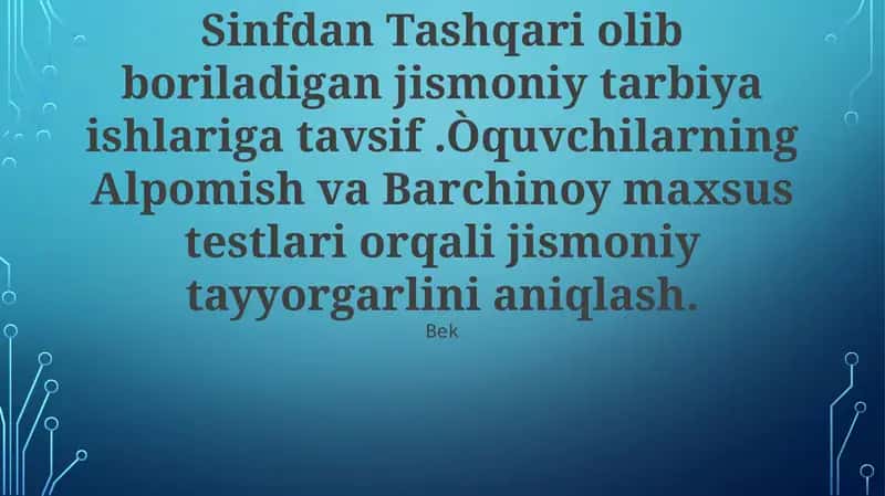 Jismoniy tayyorgarlik va sinfdan tashqari ishlar