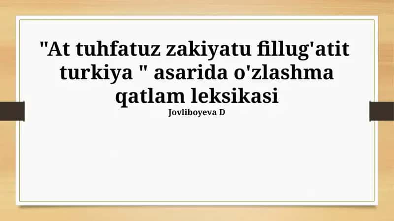Tuhfatuz Zakiyatu Fillug'Atit Turkiya