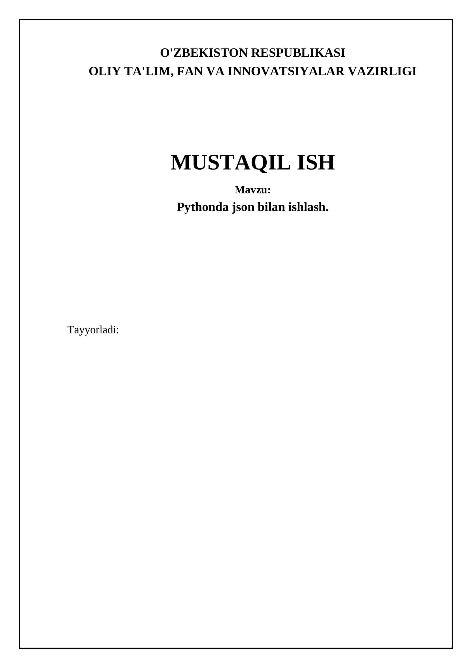 Pythonda json bilan ishlash