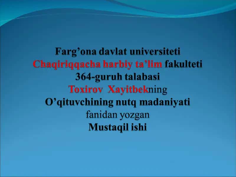 O’qituvchining nutq madaniyati va texnikasi