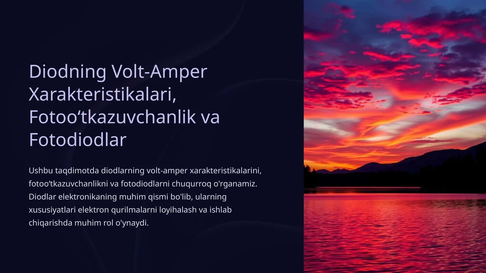 Diodning Volt-Amper Xarakteristikalari, Fotooʻtkazuvchanlik va Fotodiodlar