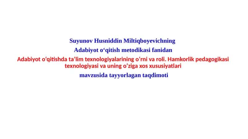 Adabiyoto‘qitishdata’limtexnologiyalari