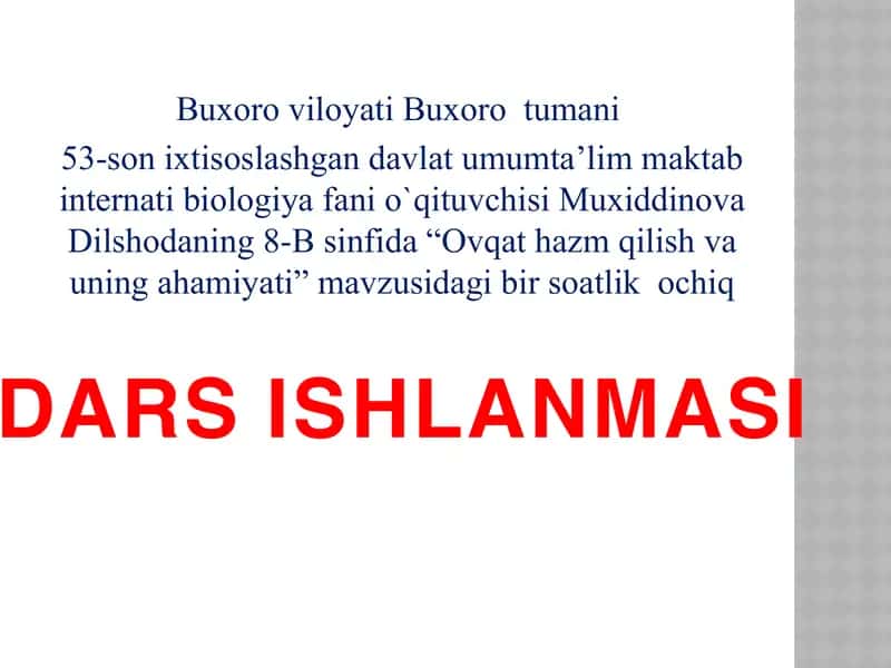 "Ovqat hazm qilish va uning ahamiyati"