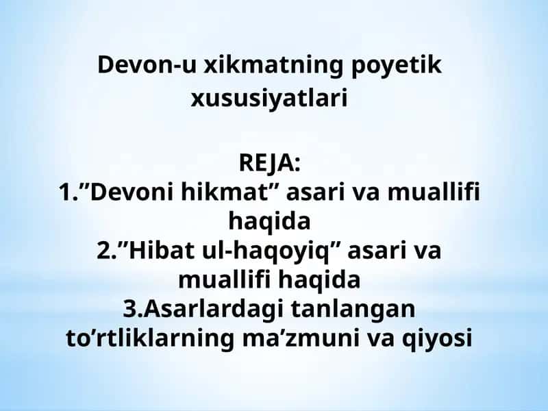 Devon-uxik matning poyetik xususiyatlari